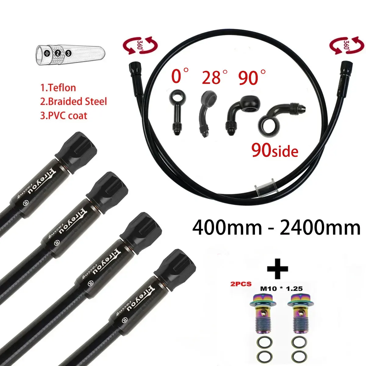 Motorcycle Brake Cable - AN3 Selang Rem Kepang Sepeda Motor